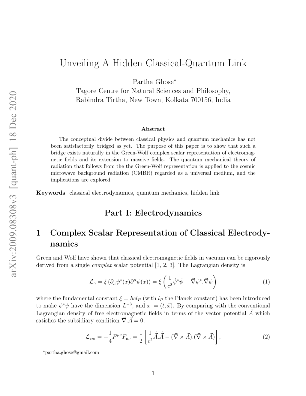 Arxiv:2009.08308V3 [Quant-Ph] 18 Dec 2020 Unveiling a Hidden