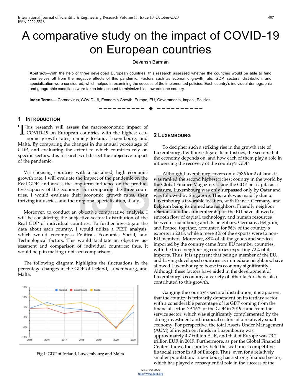 A Comparative Study on the Impact of COVID-19 on European Countries Devansh Barman