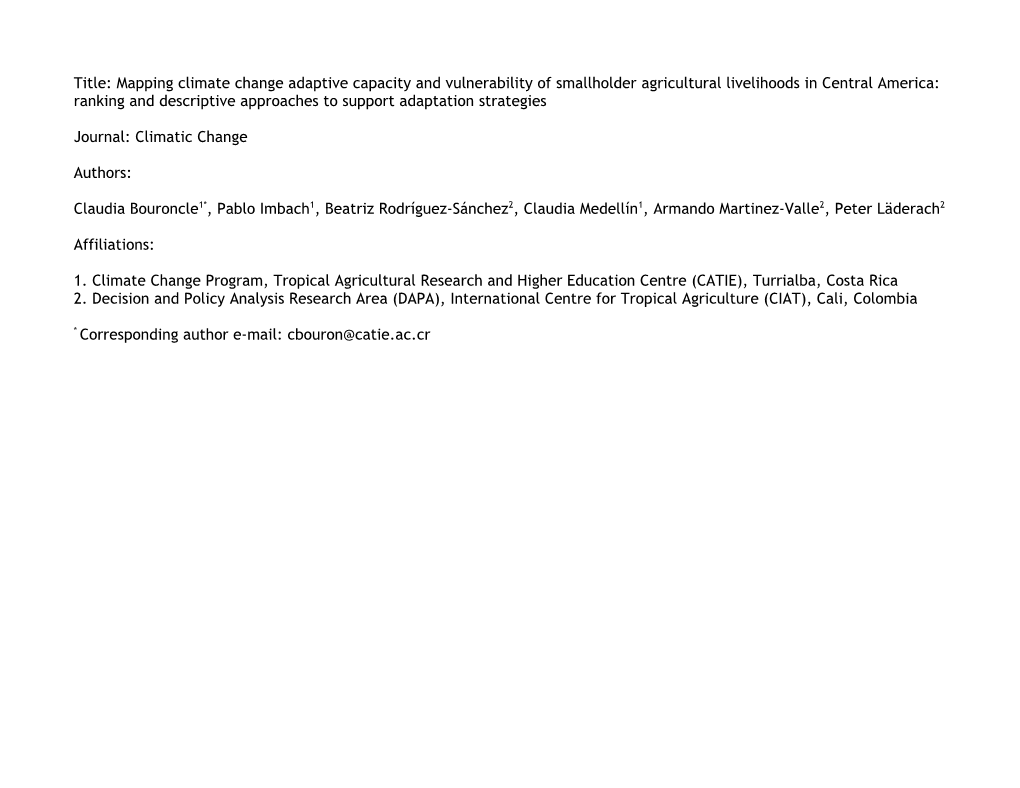 Title: Mapping Climate Change Adaptive Capacity and Vulnerability of Smallholder Agricultural