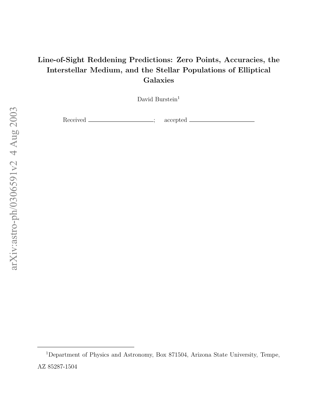 Arxiv:Astro-Ph/0306591V2 4 Aug 2003