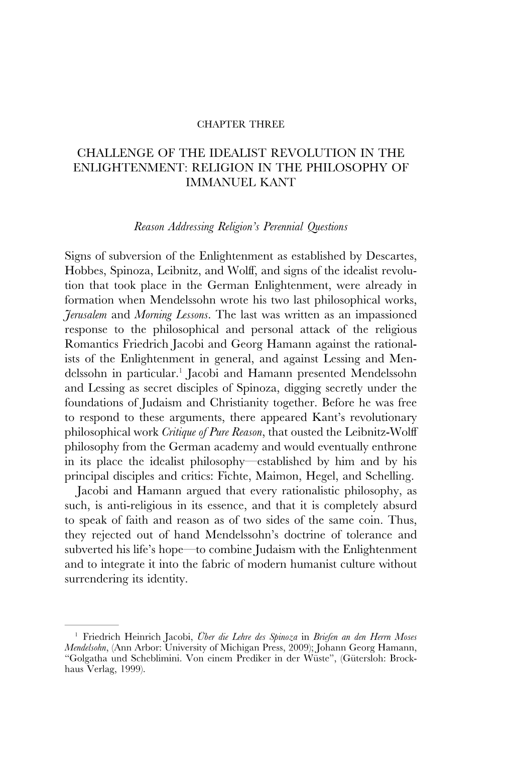 Challenge of the Idealist Revolution in the Enlightenment: Religion in the Philosophy of Immanuel Kant