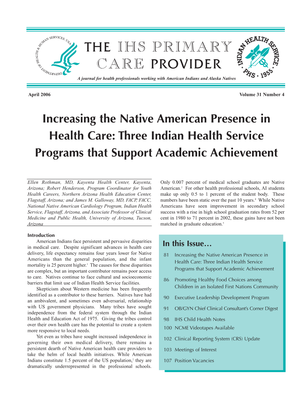 IHS Primary Care Provider Newsletter