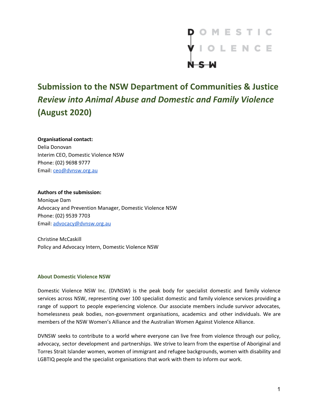 Review Into Animal Abuse and Domestic and Family Violence (August 2020)