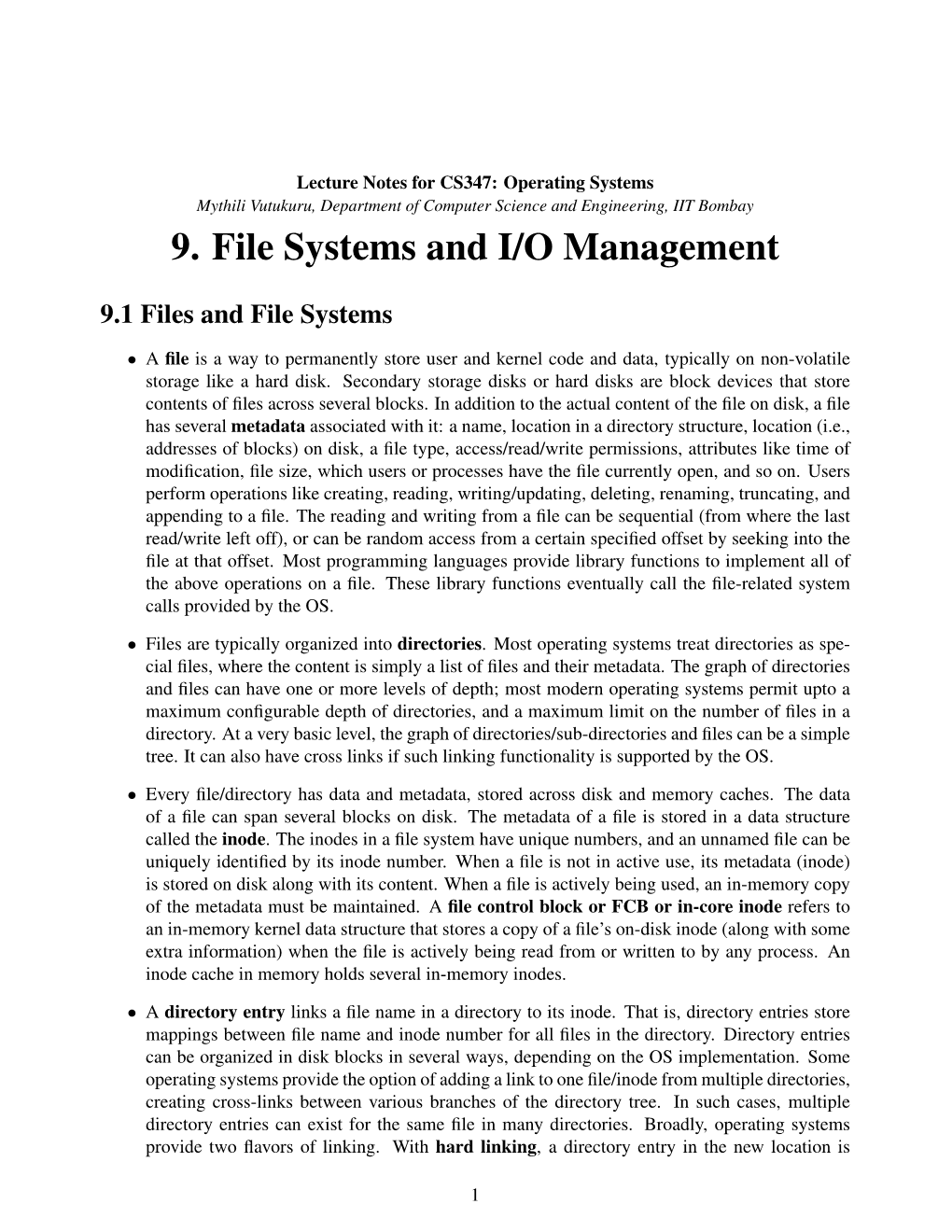 File Systems and I/O Management