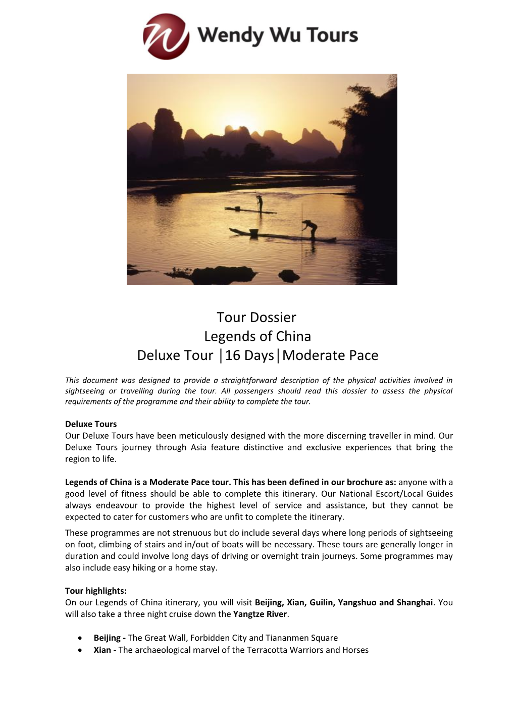 Tour Dossier Legends of China Deluxe Tour 16