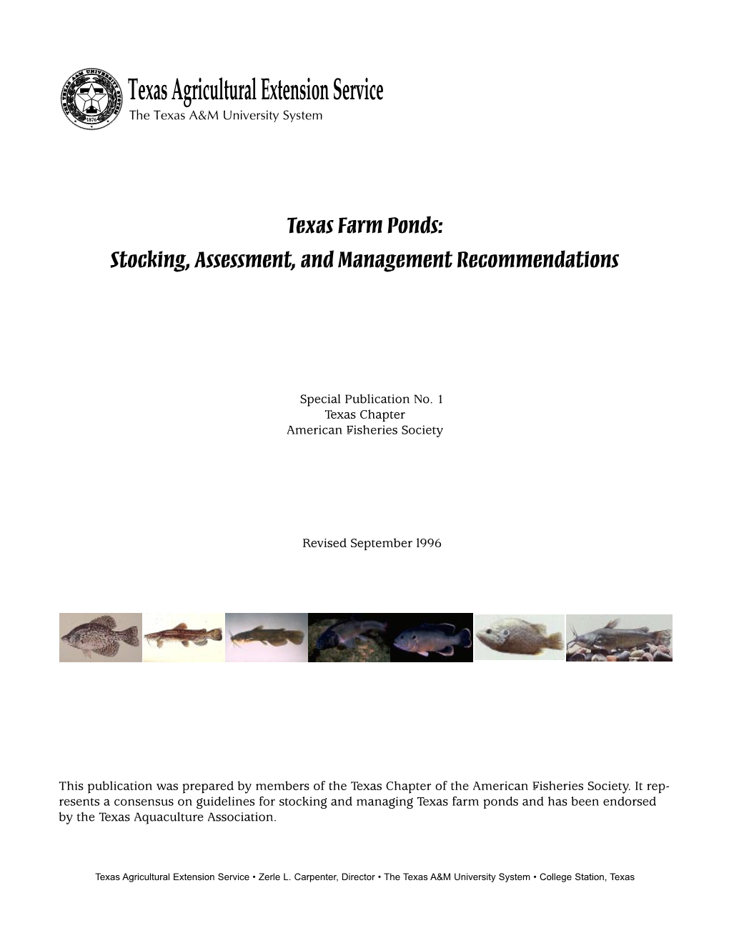 Texas Farm Ponds: Stocking, Assessment, and Management Recommendations