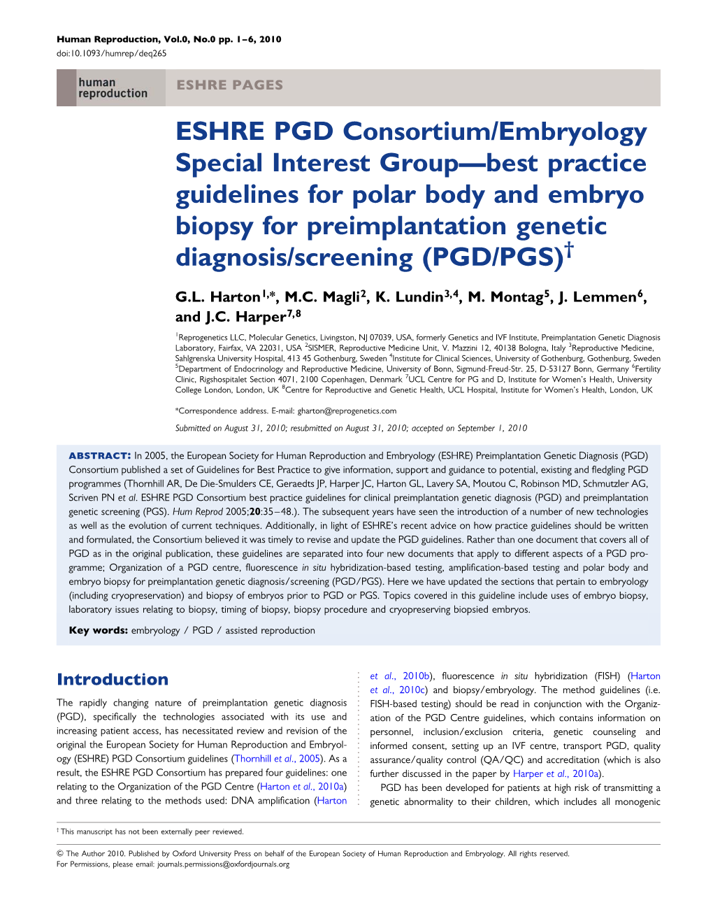 Guidelines for Embryo Biopsy