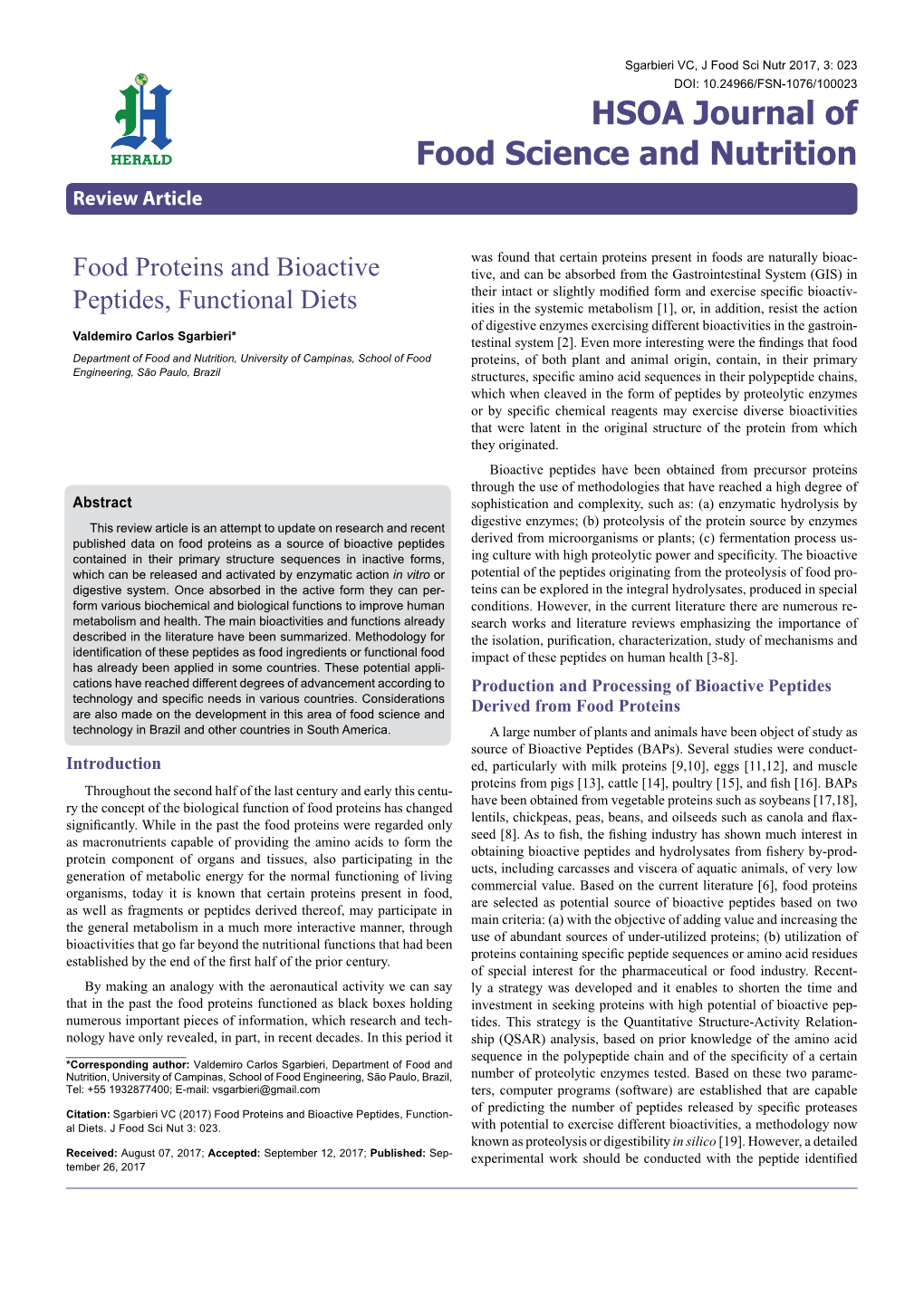 Food Proteins and Bioactive Peptides, Functional Diets