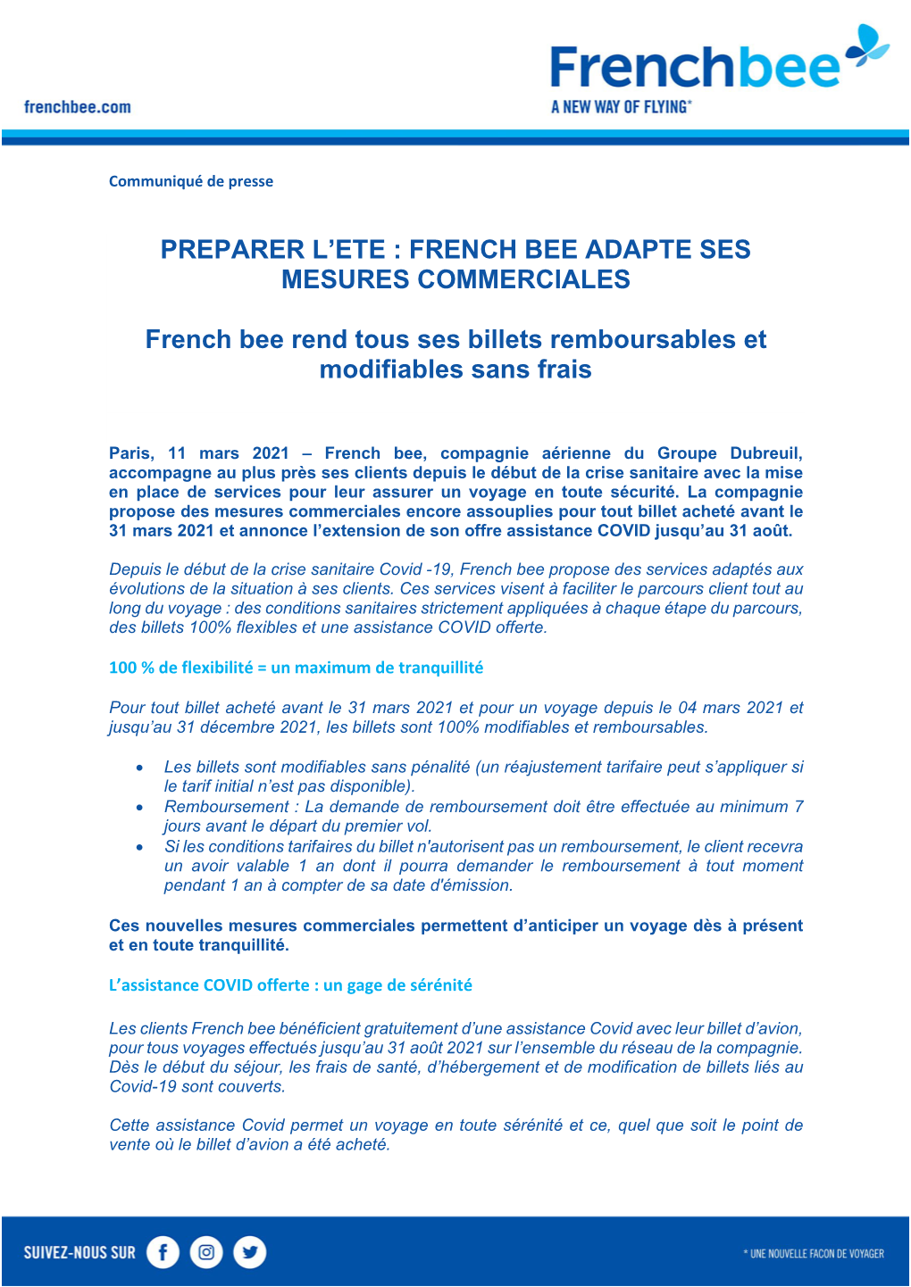 French Bee Adapte Ses Mesures Commerciales