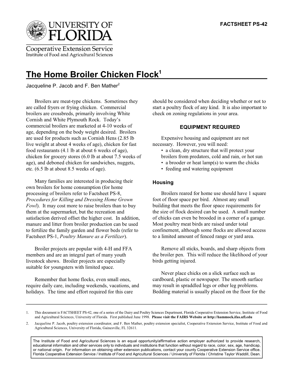 The Home Broiler Chicken Flock1 Jacqueline P