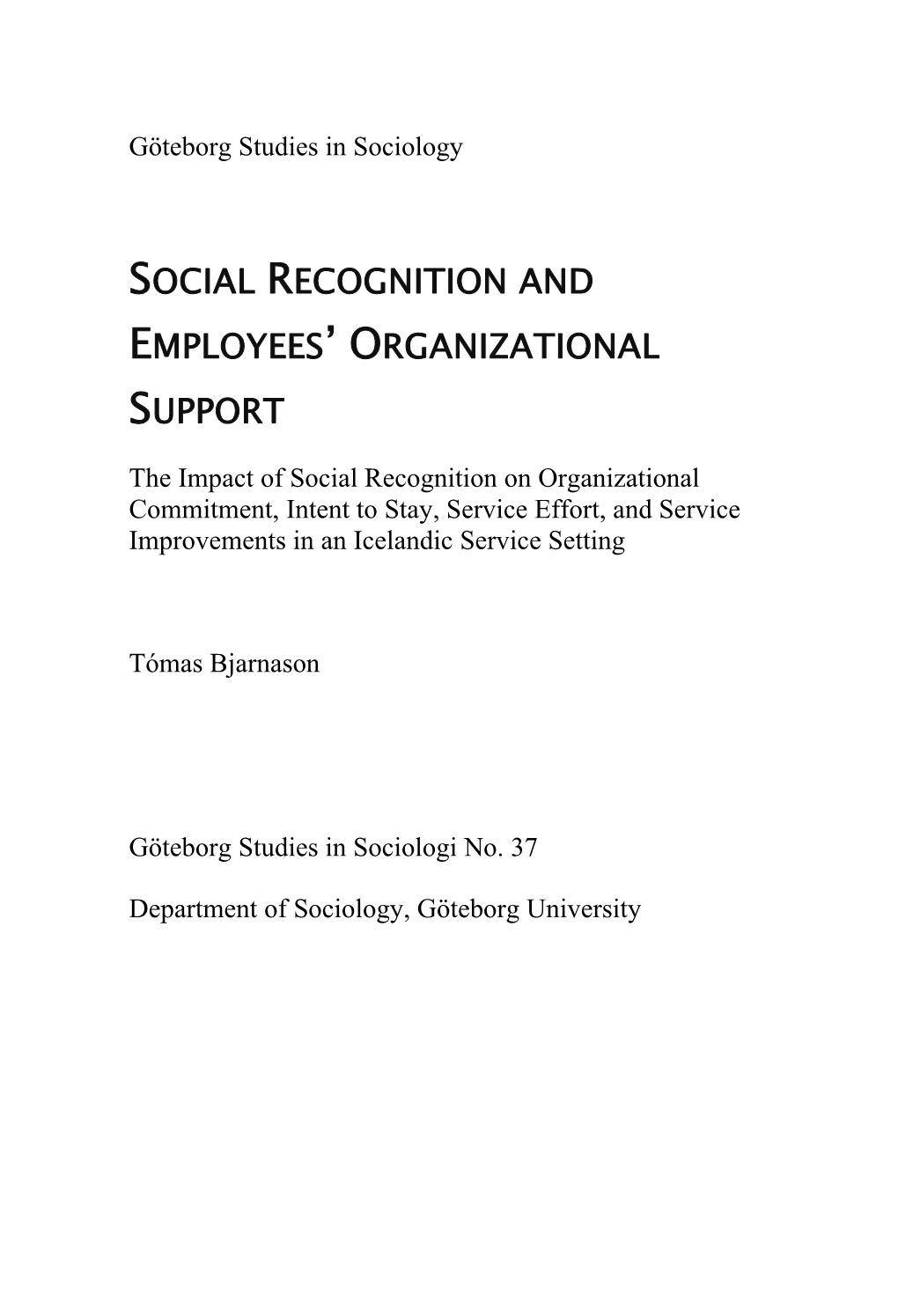 Social Recognition and Employees' Organizational Support