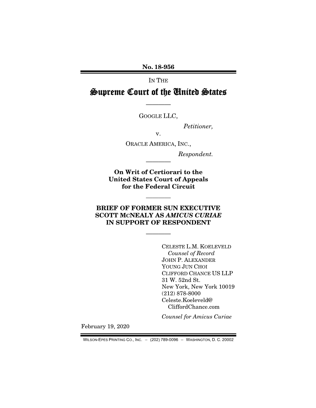 Scott Mcnealy As Amicus Curiae in Support of Respondent ————