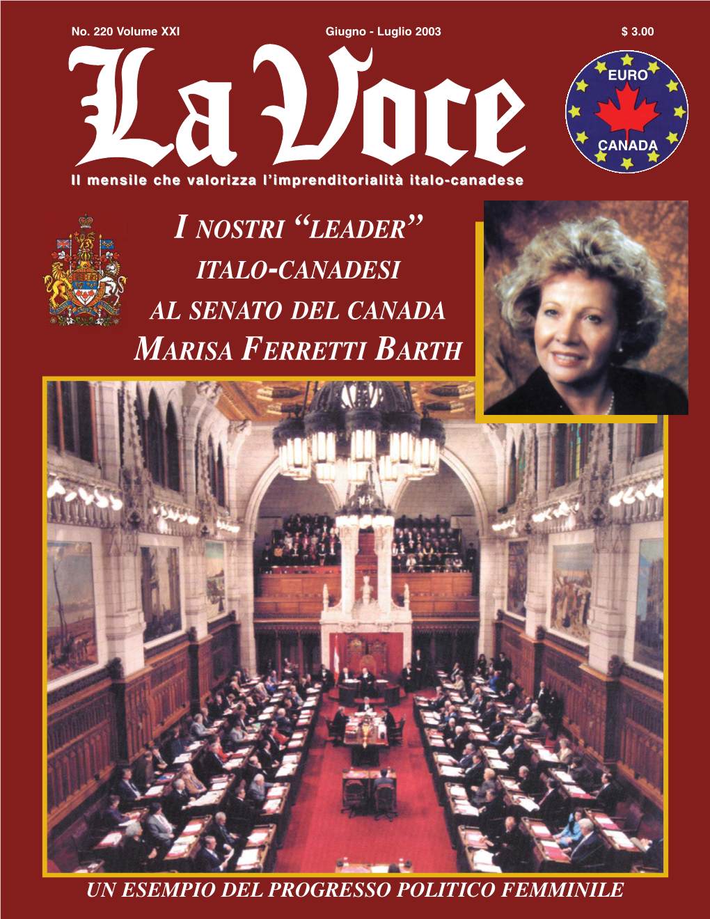Italo-Canadesi Al Senato Del Canada Marisa Ferretti Barth