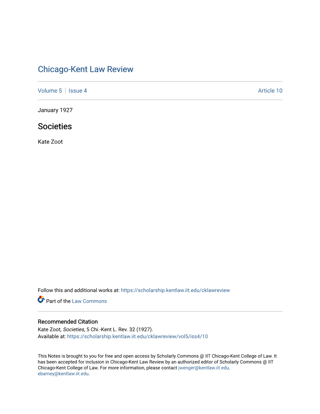 Chicago-Kent Law Review Societies
