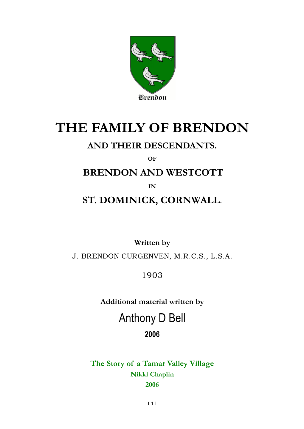 The Family of Brendon and Their Descendants