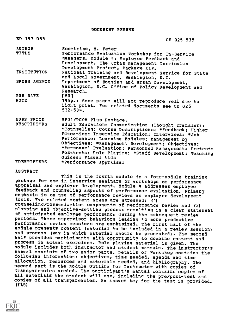 Document Resume Ed 197 053 Ce 025