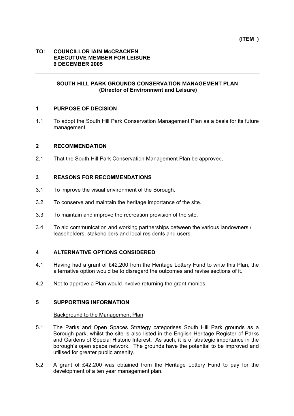 South Hill Park Conservation Management Plan As a Basis for Its Future Management