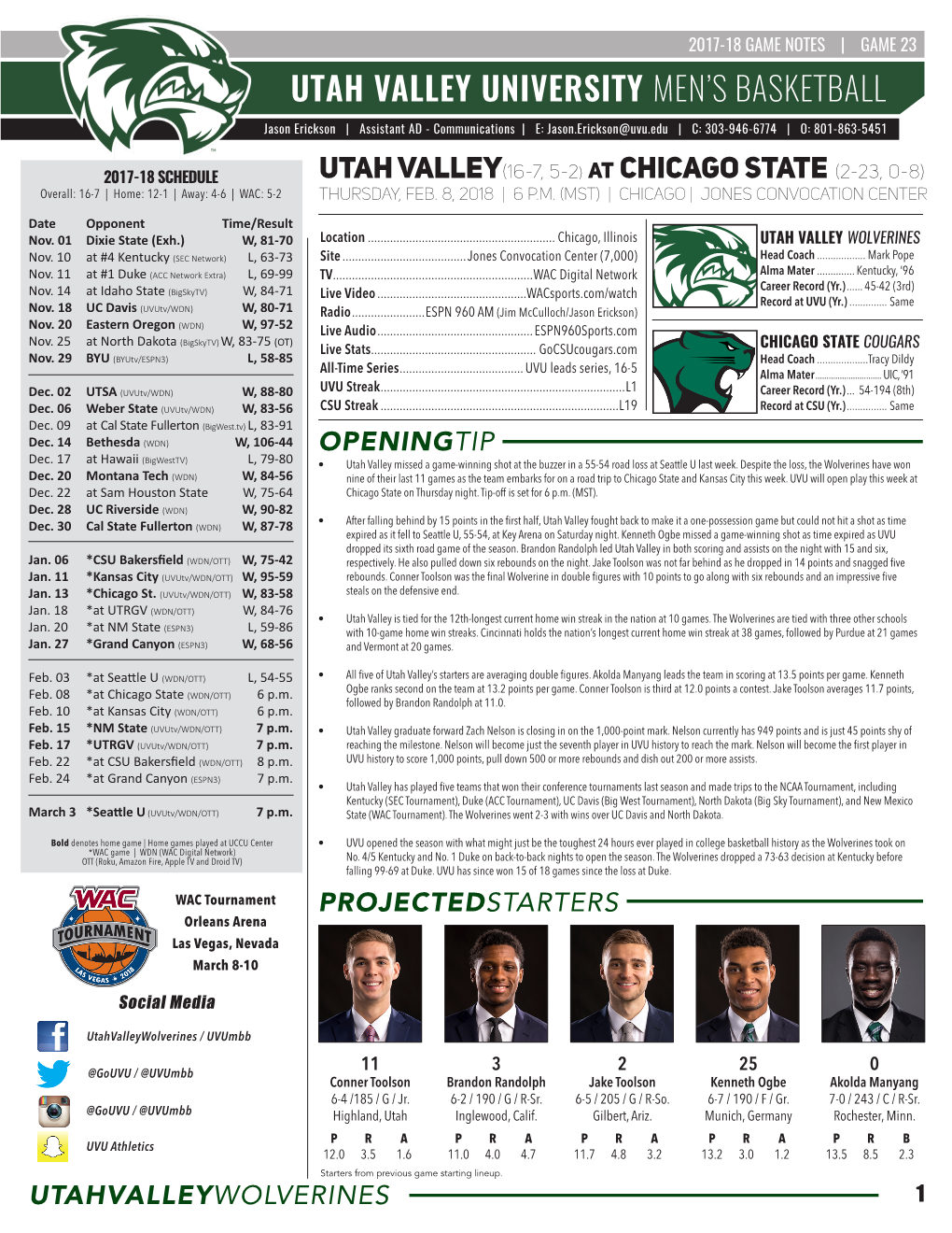 Utah Valley University Men's Basketball