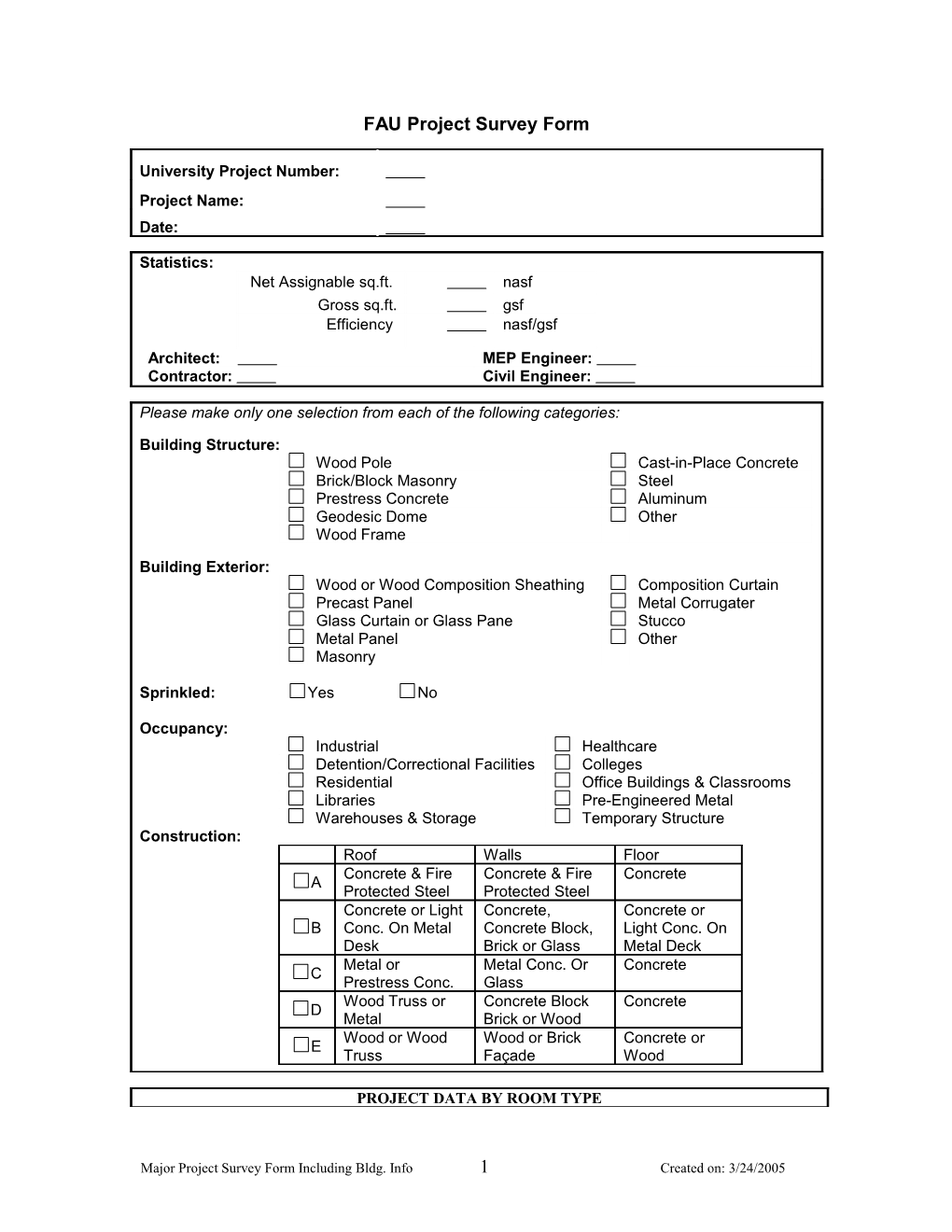 FAU Project Survey Form