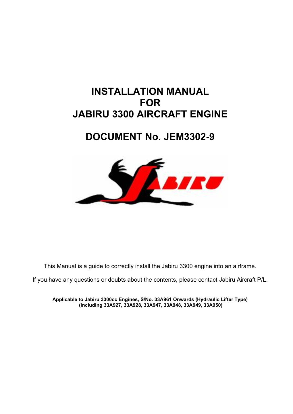 J3300 Engine Installation Manual