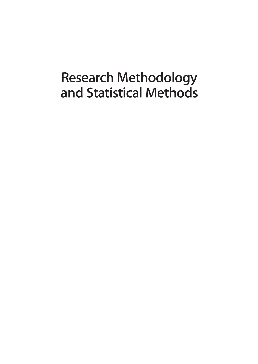 Research Methodology and Statistical Methods.Pmd