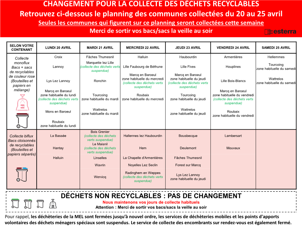 Modification Des Collectes À Partir Du 23 Mars