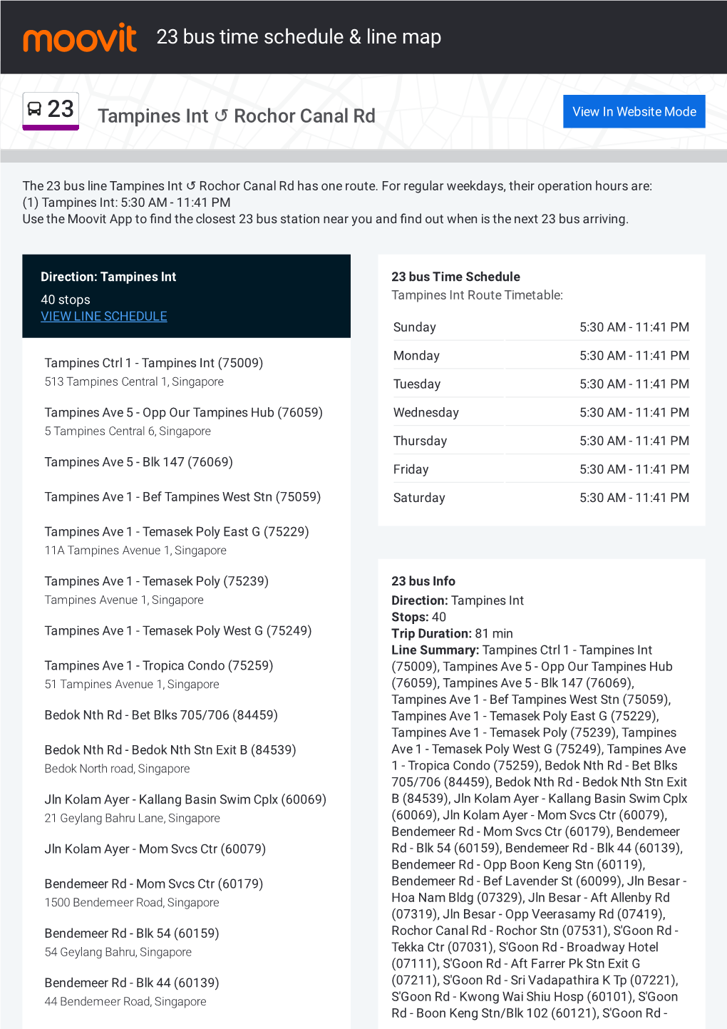 23 Bus Time Schedule & Line Route