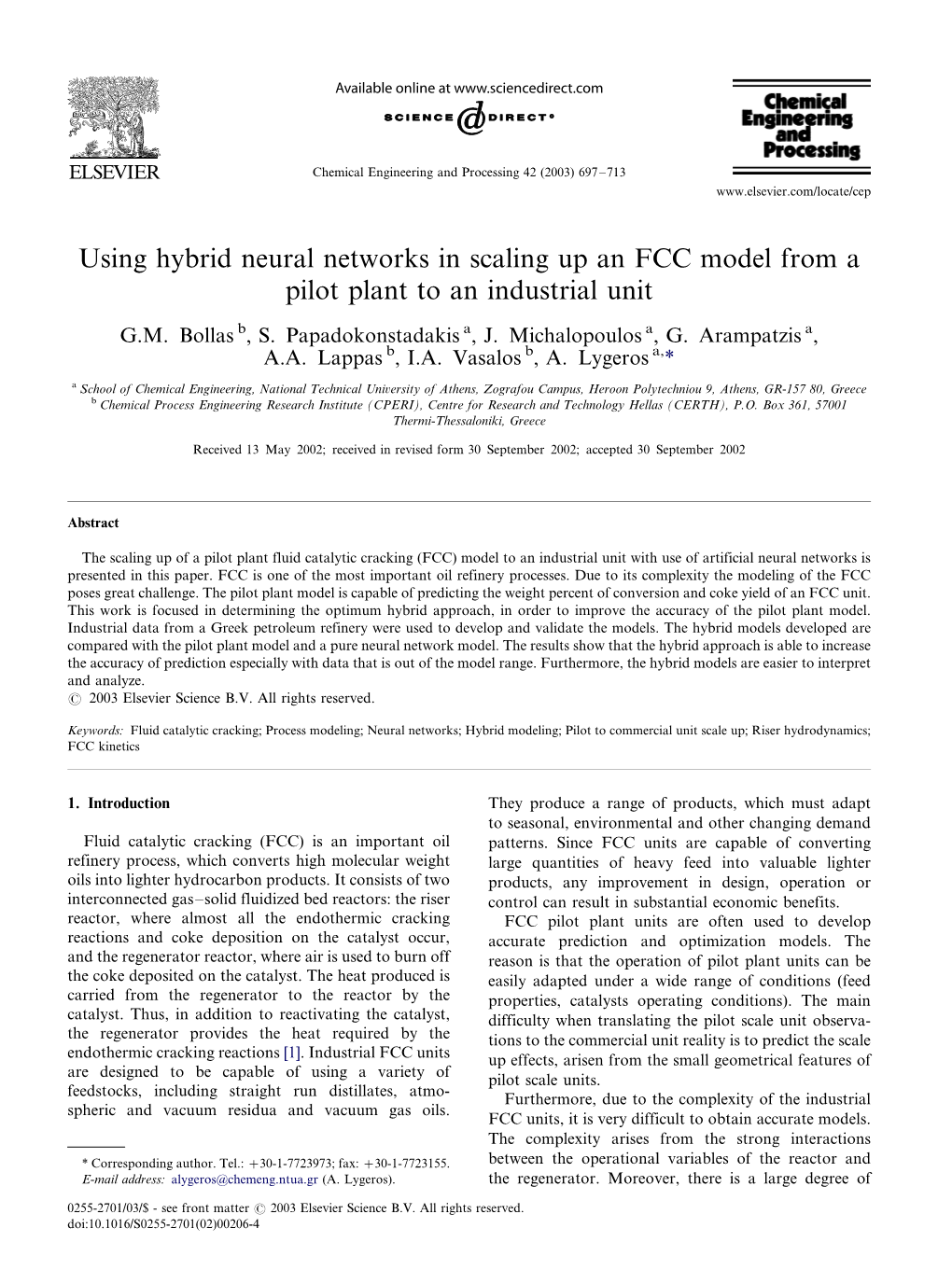 Using Hybrid Neural Networks in Scaling up an FCC Model from a Pilot Plant to an Industrial Unit