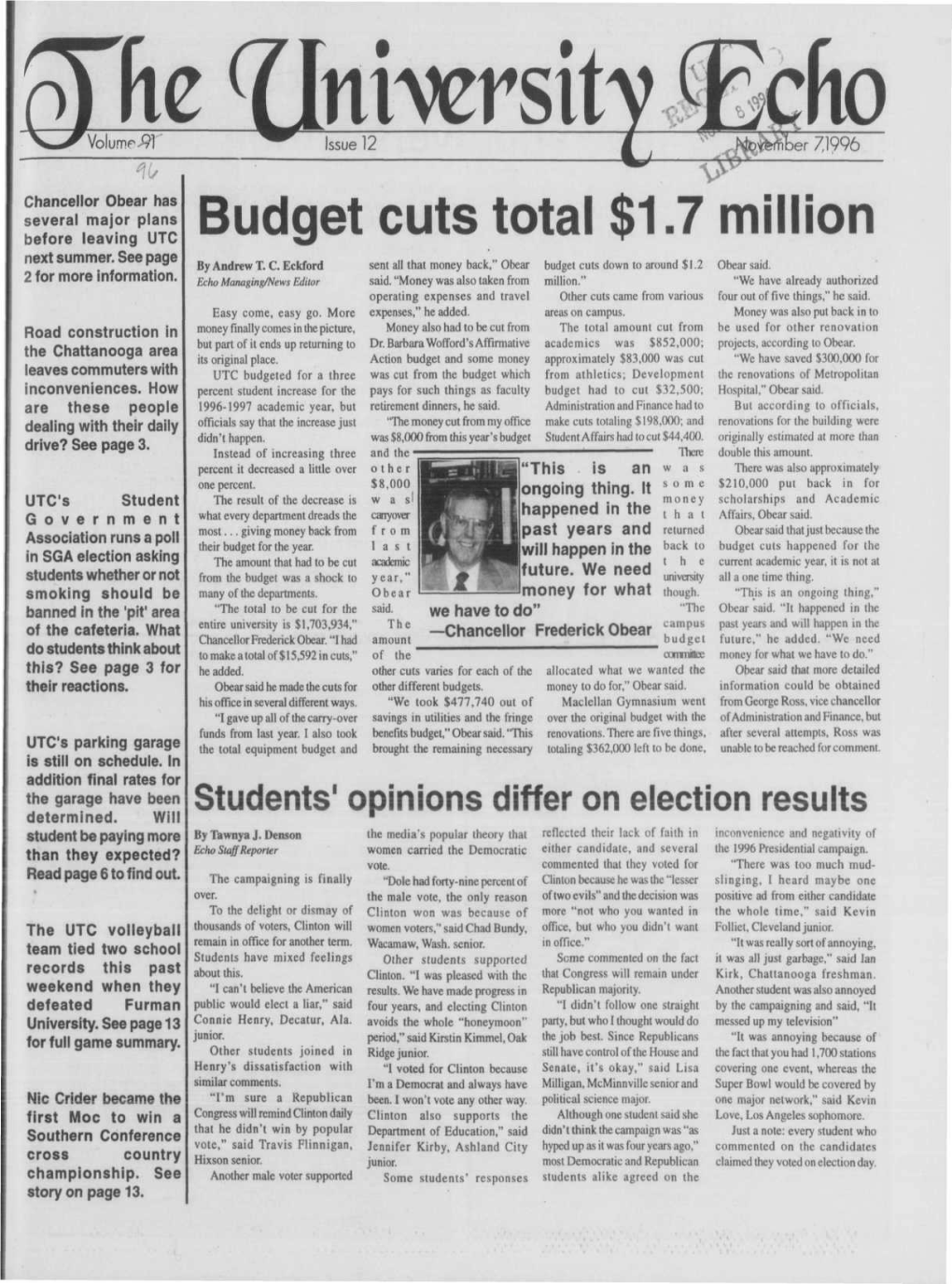 Budget Cuts Total $1.7 Million Next Summer