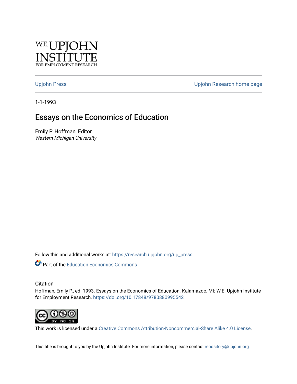 Essays on the Economics of Education