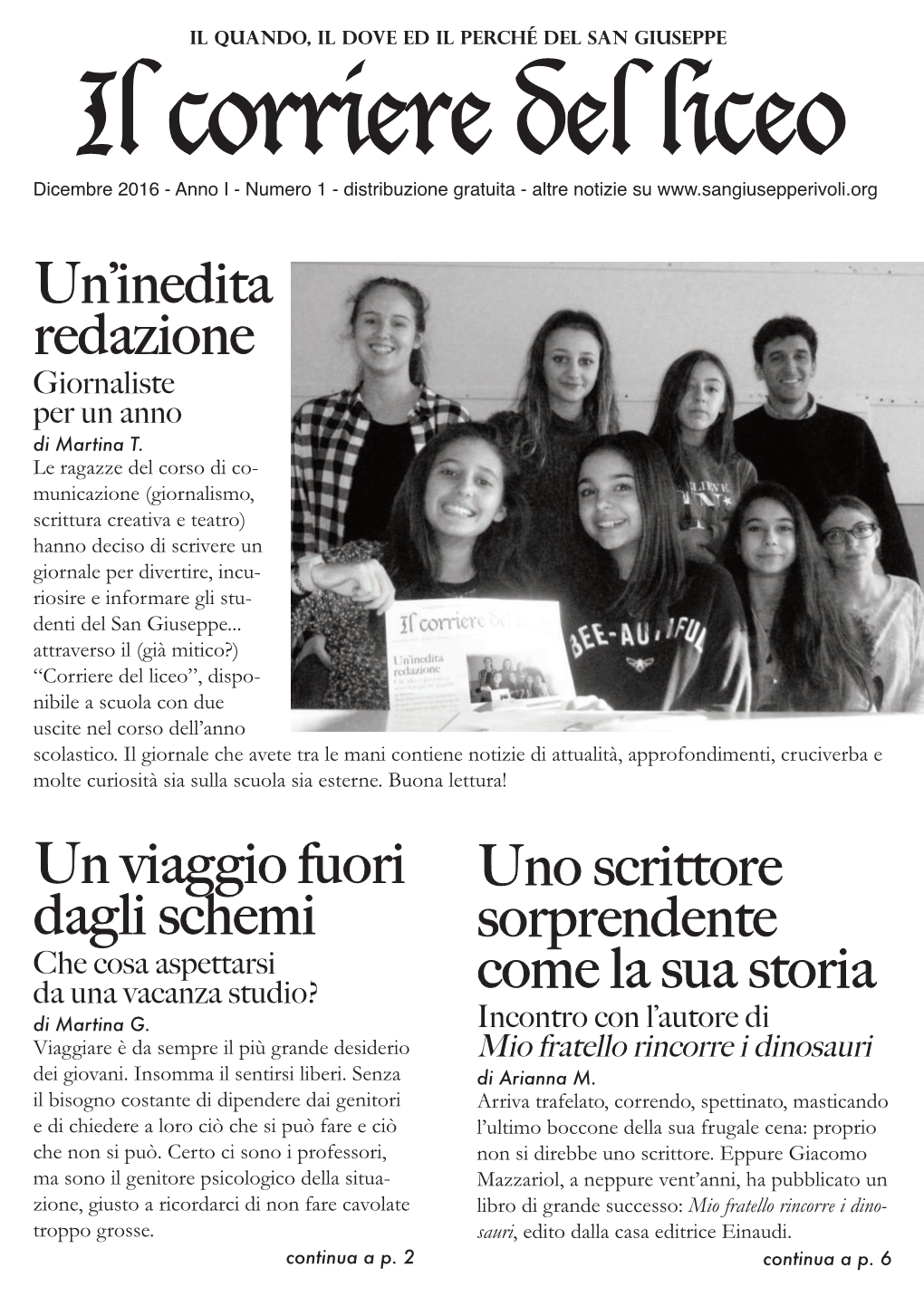 Corriere Del Liceo Dicembre 2016 - Anno I - Numero 1 - Distribuzione Gratuita - Altre Notizie Su