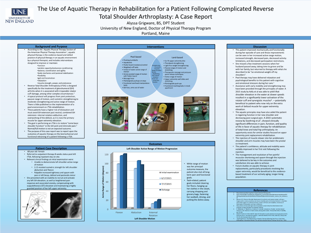 The Use of Aquatic Therapy in Rehabilitation for a Patient