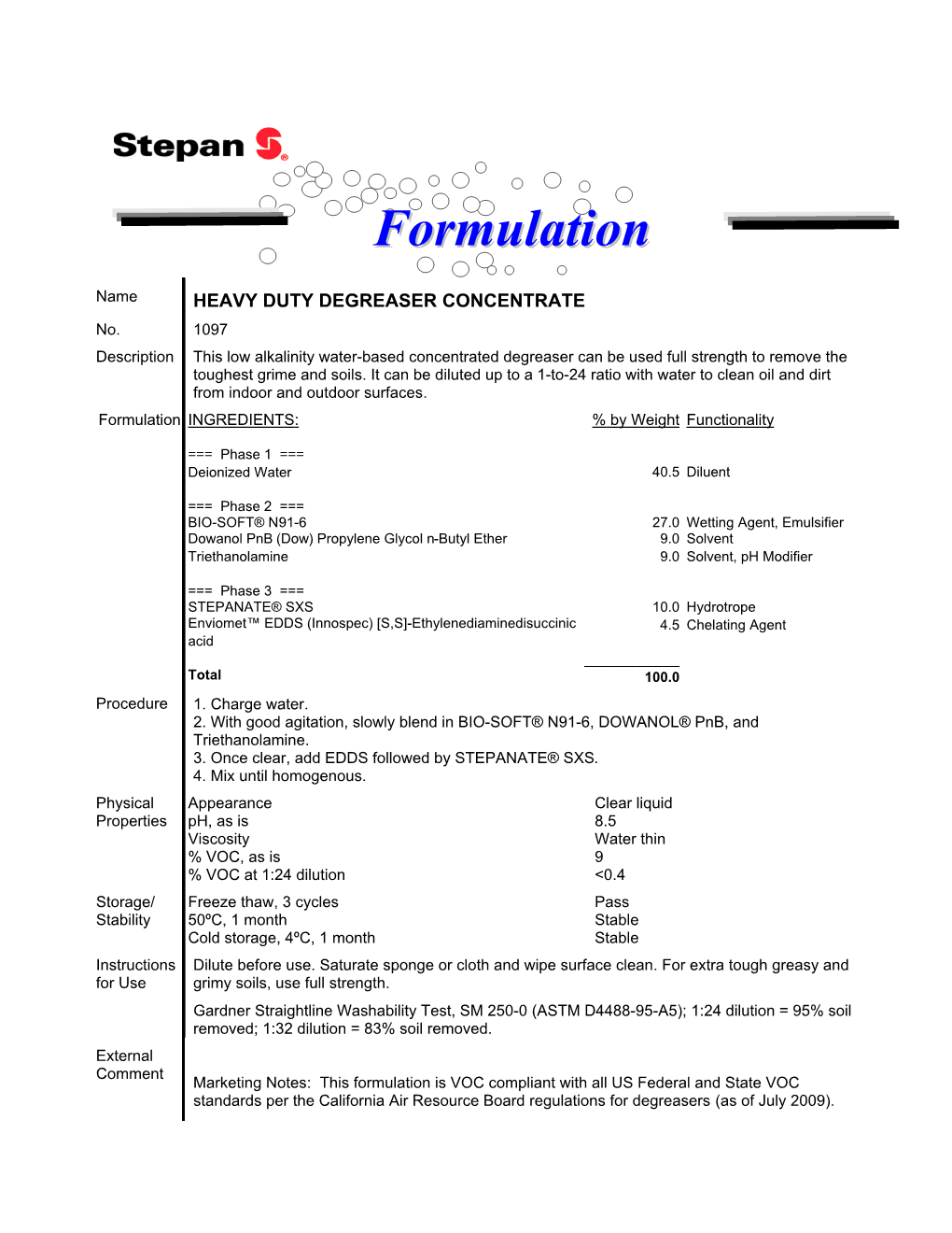 HEAVY DUTY DEGREASER CONCENTRATE No