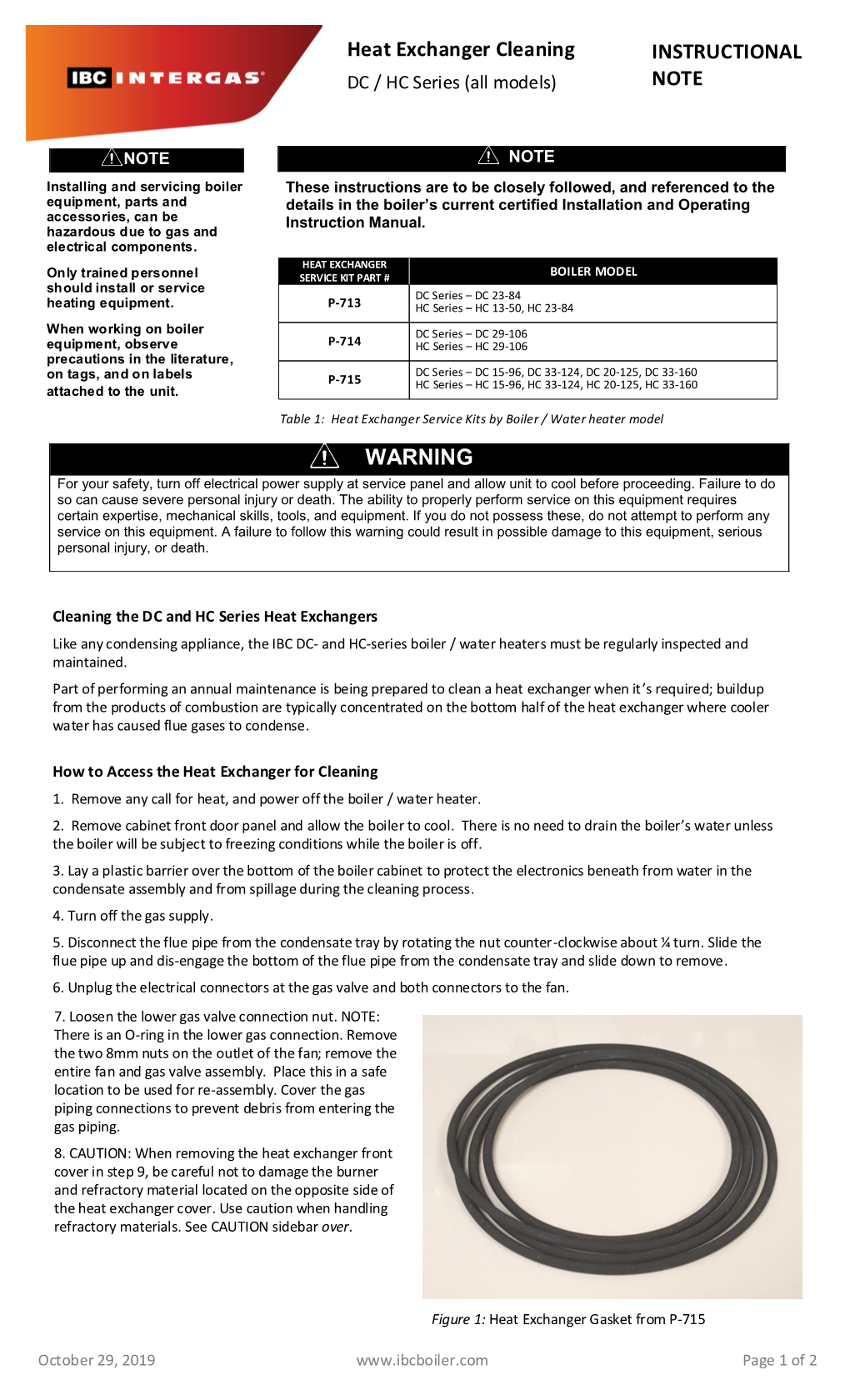 Heat Exchanger Cleaning INSTRUCTIONAL DC / HC Series (All Models) NOTE