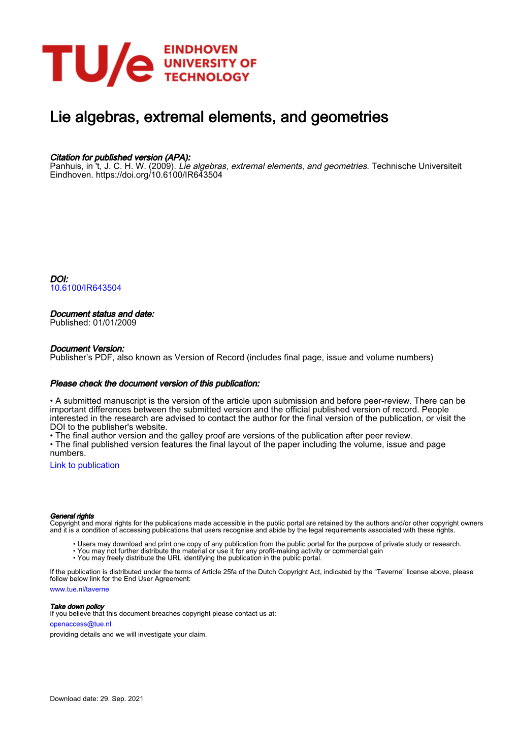 Lie Algebras, Extremal Elements, and Geometries