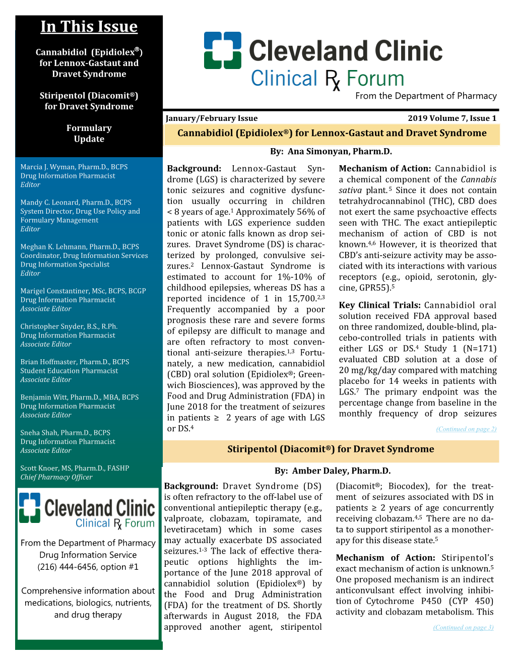 January February 2019 Clinical Rx Forum Newsletter.Pub