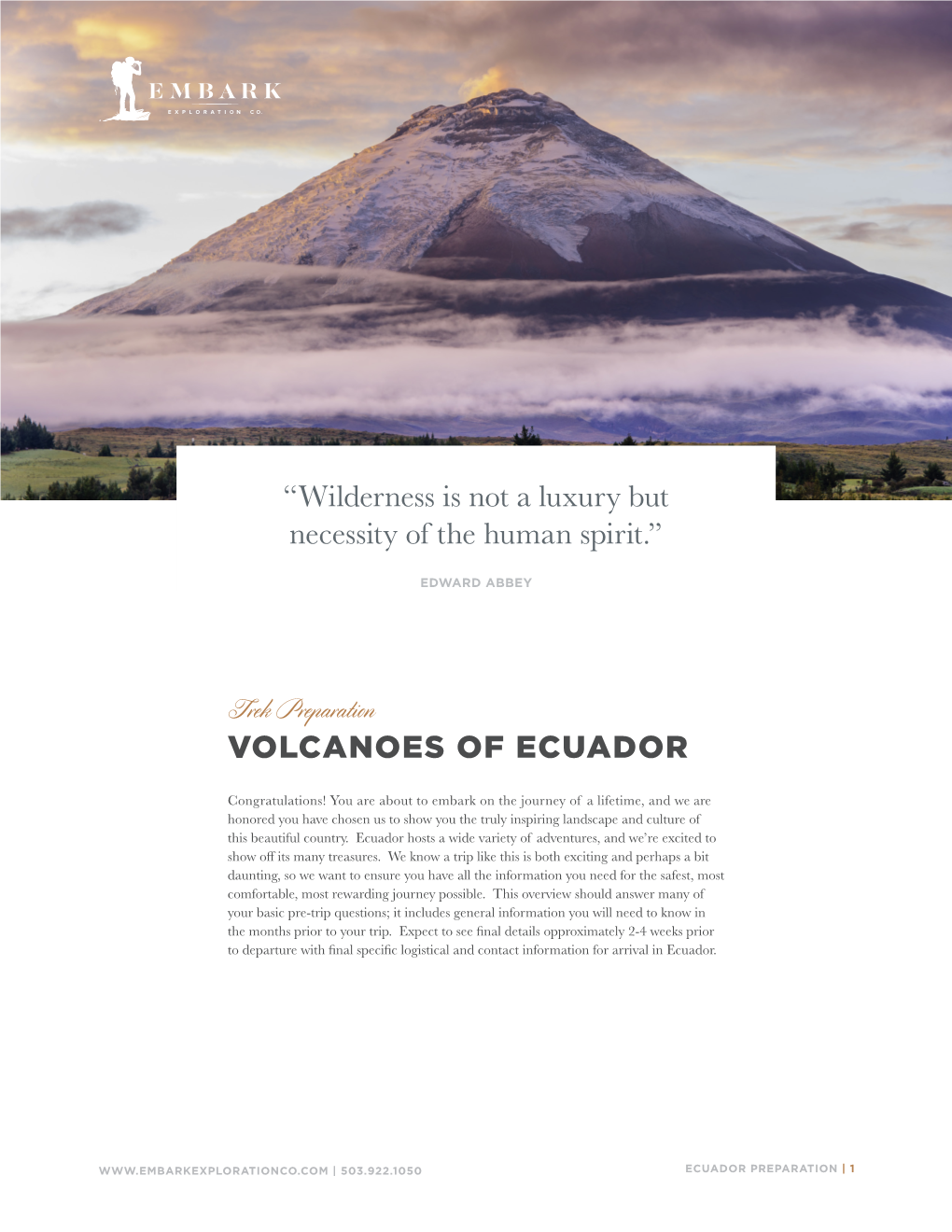 Trek Preparation VOLCANOES of ECUADOR