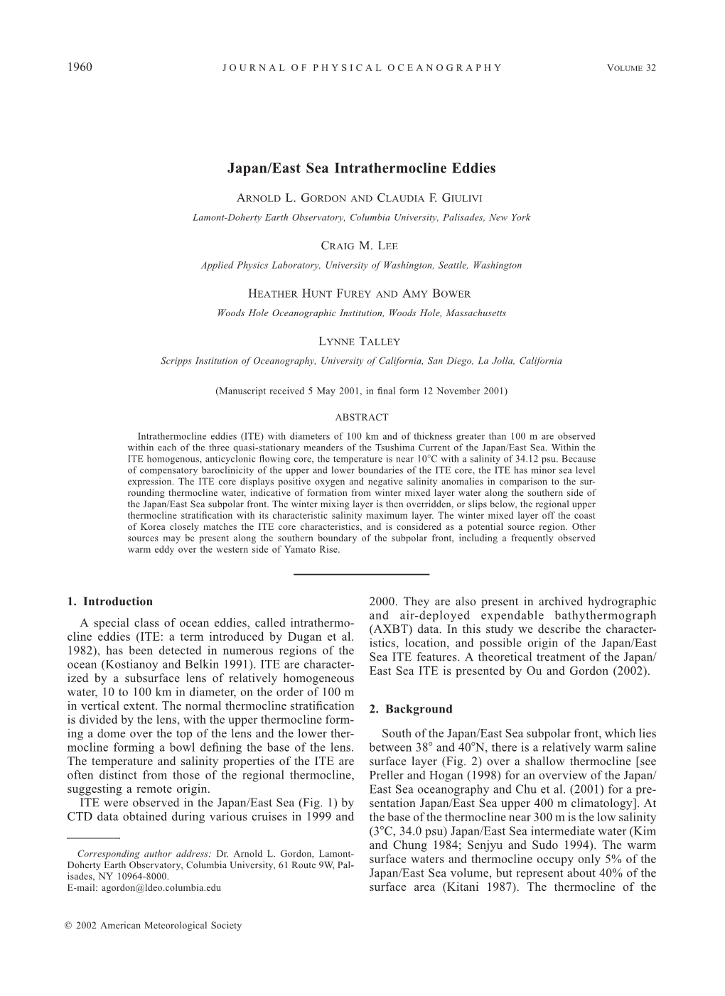 Japan/East Sea Intrathermocline Eddies