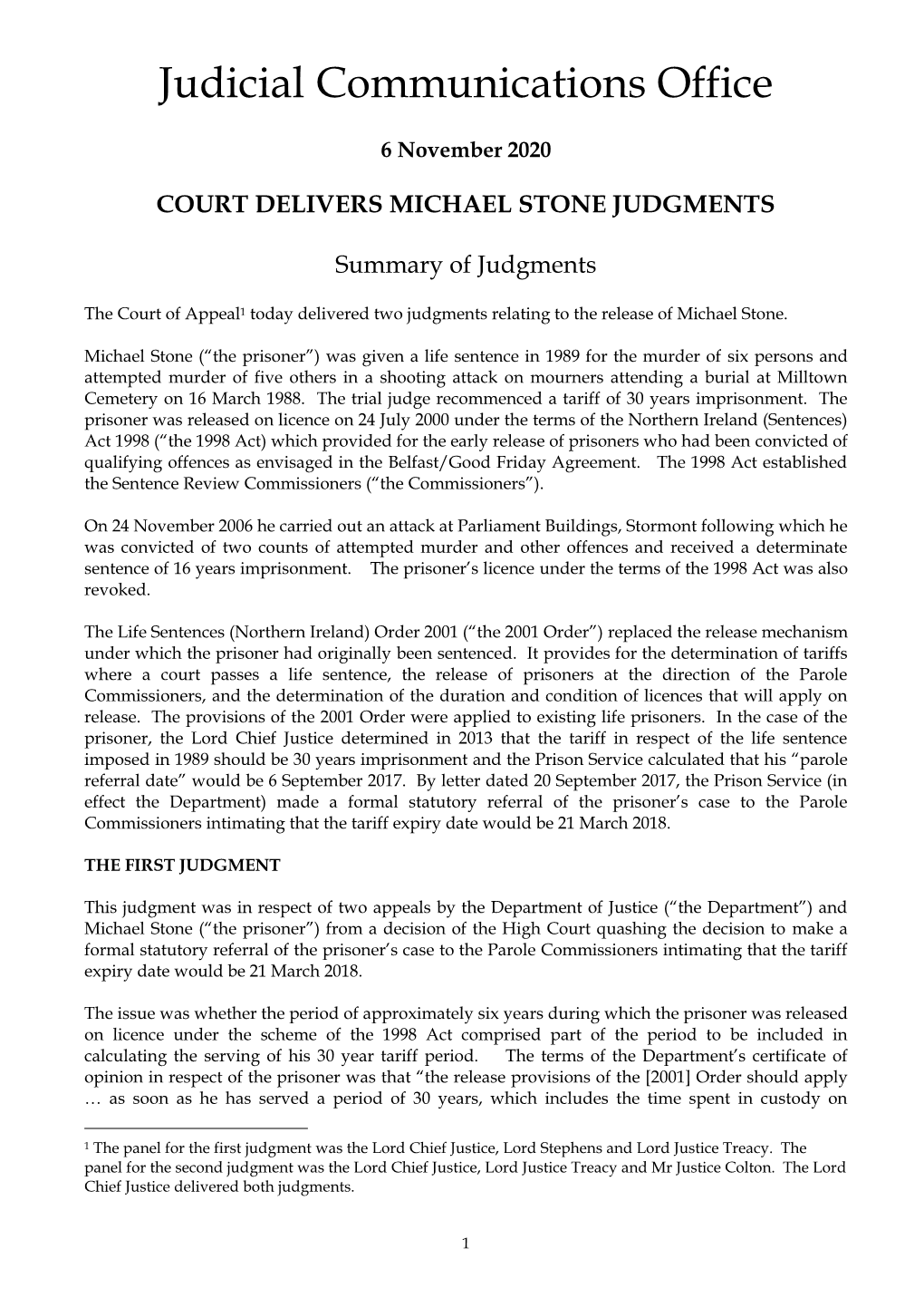 Michael Stone Judgments