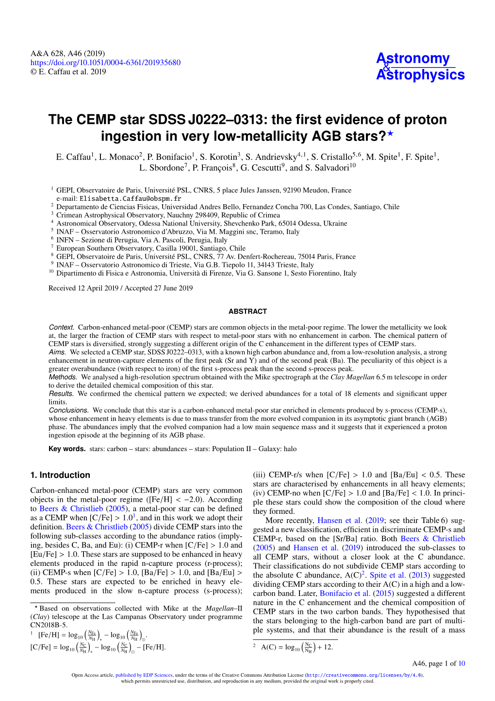 The CEMP Star SDSS J0222–0313: the First Evidence of Proton