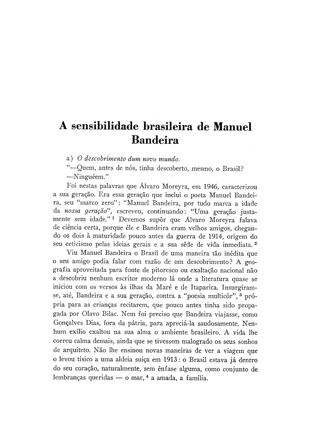 A Sensibilidade Brasileira De Manuel Bandeira