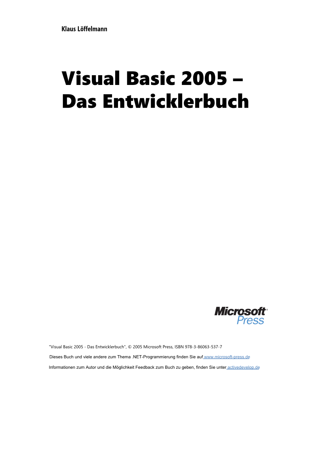 Visual Basic 2005 – Das Entwicklerbuch