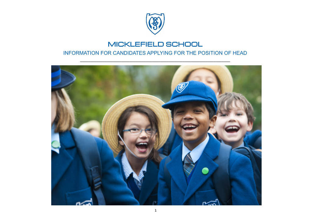 Micklefield School Information for Candidates Applying for the Position of Head ______