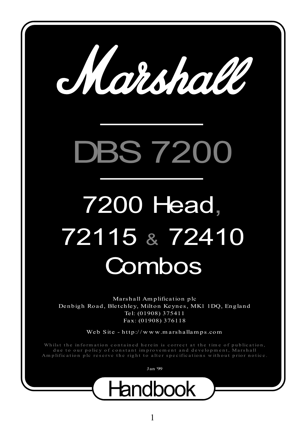Dynamic Bass System DBS7200 Handbook