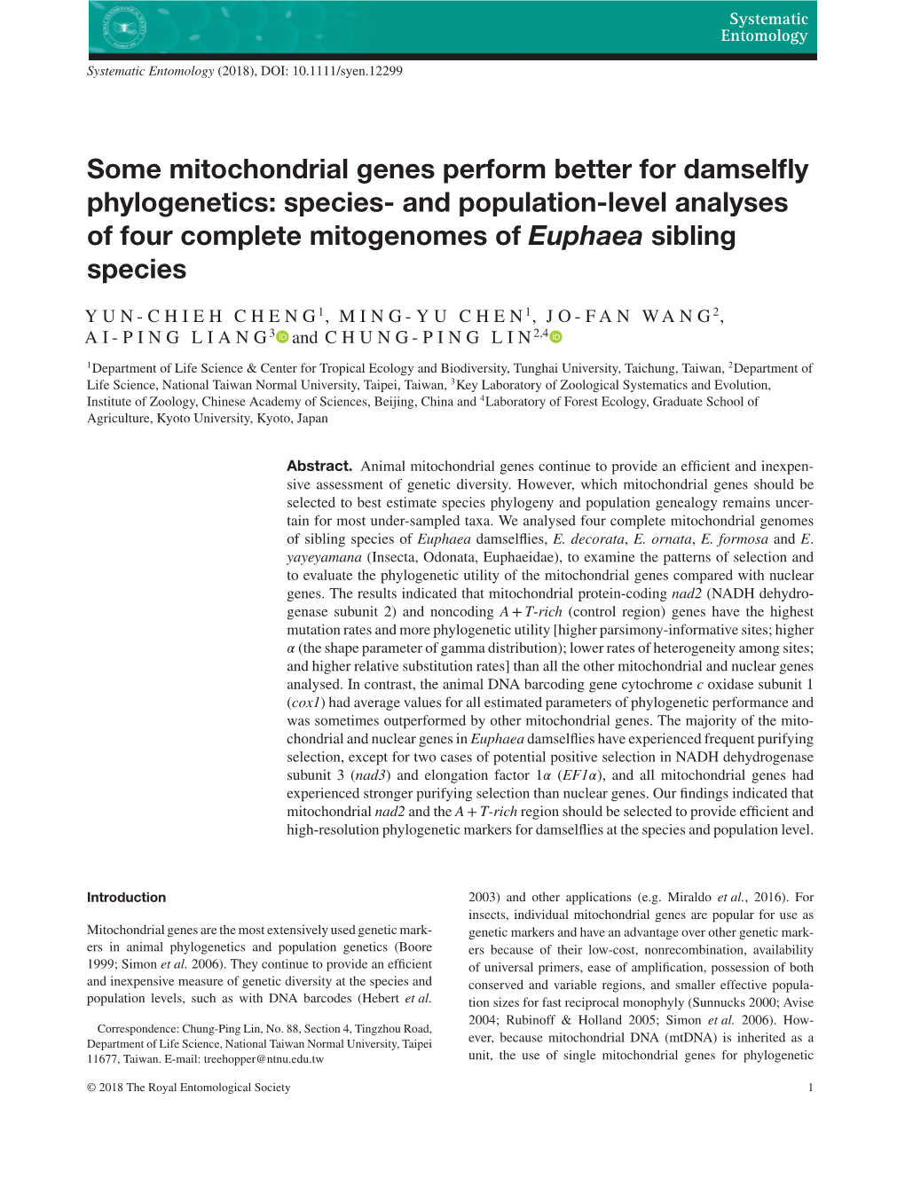 Some Mitochondrial Genes Perform Better for Damselfly Phylogenetics