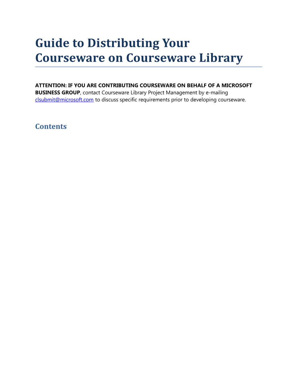 Guide to Distributing Your Courseware on Courseware Library