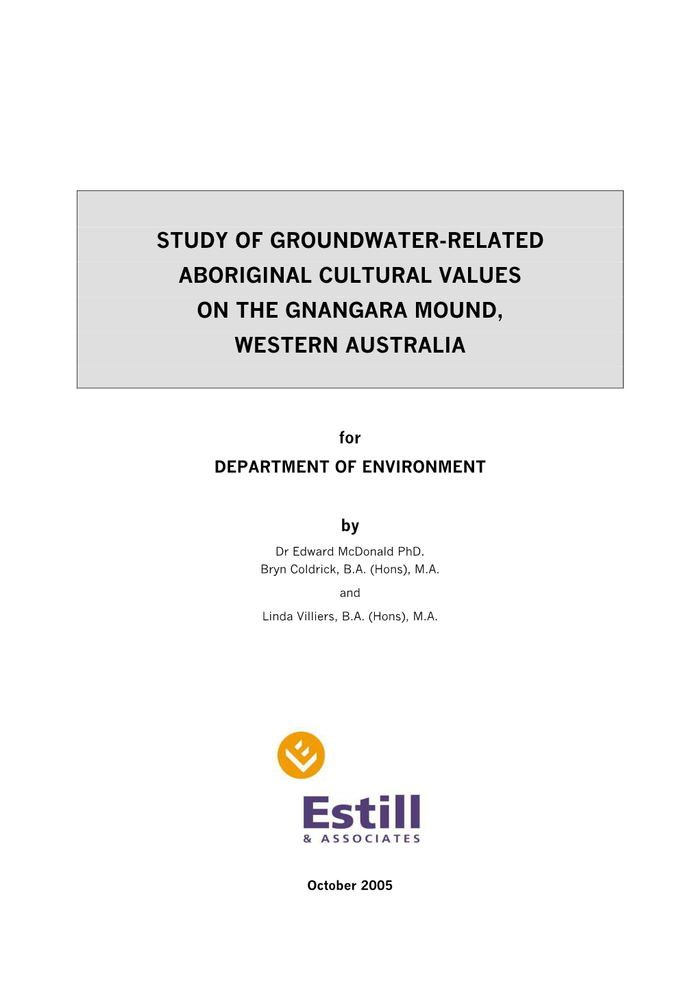 Study of Groundwater-Related Aboriginal Cultural Values on the Gnangara Mound, Western Australia