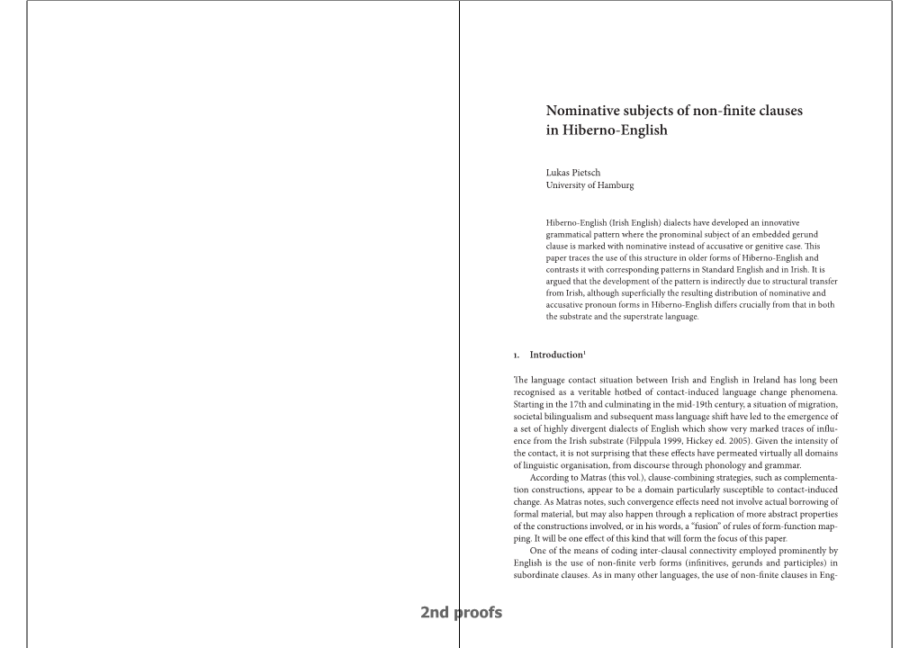 2Nd Proofs  Lukas Pietsch Nominative Subjects of Non-Finite Clauses in Hiberno-English 