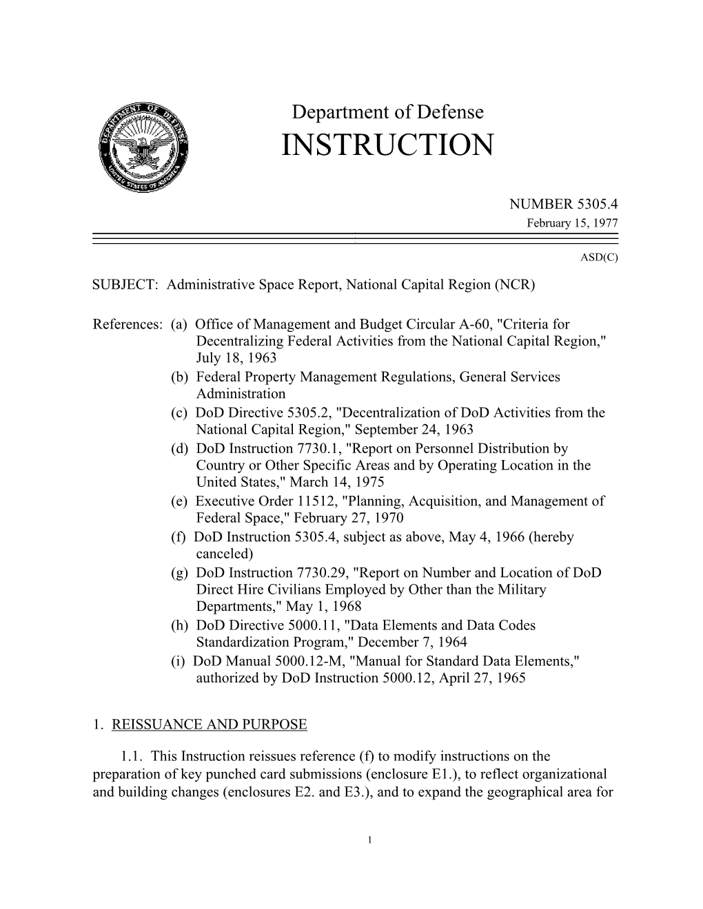 Dod Instruction 5305.4