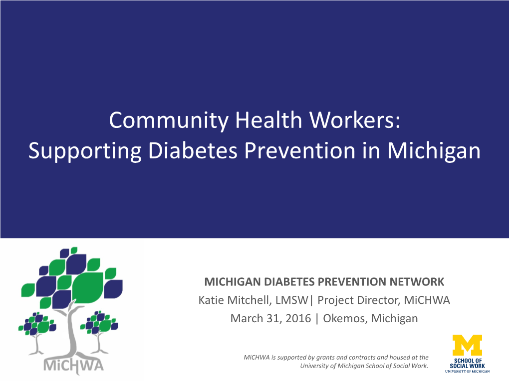 Community Health Workers: Supporting Diabetes Prevention in Michigan